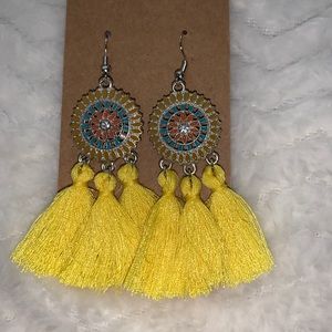 Yellow Tassel Earrings
